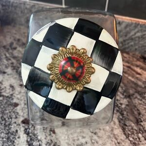 McKenzie - Childs - Checkered Black and White Decorative cookie Jar